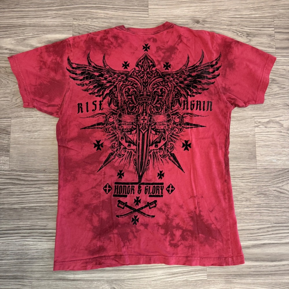 Vintage Y2K Raw State Red Tie Dye Graphic T-Shirt Rise Again Gothic Large